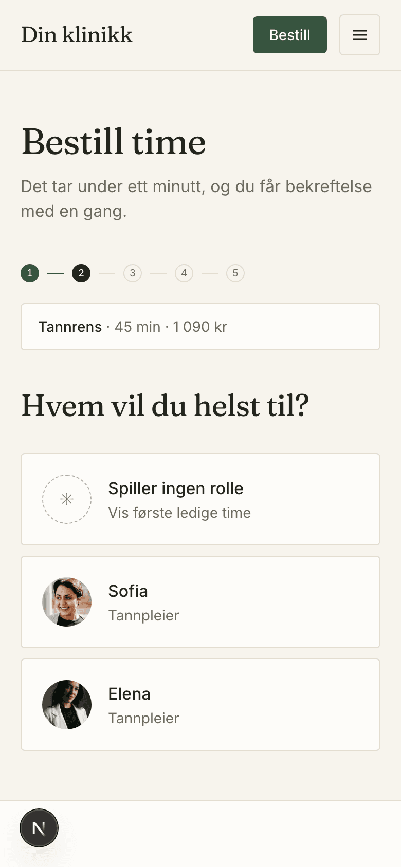 Designkonsept: velg behandler